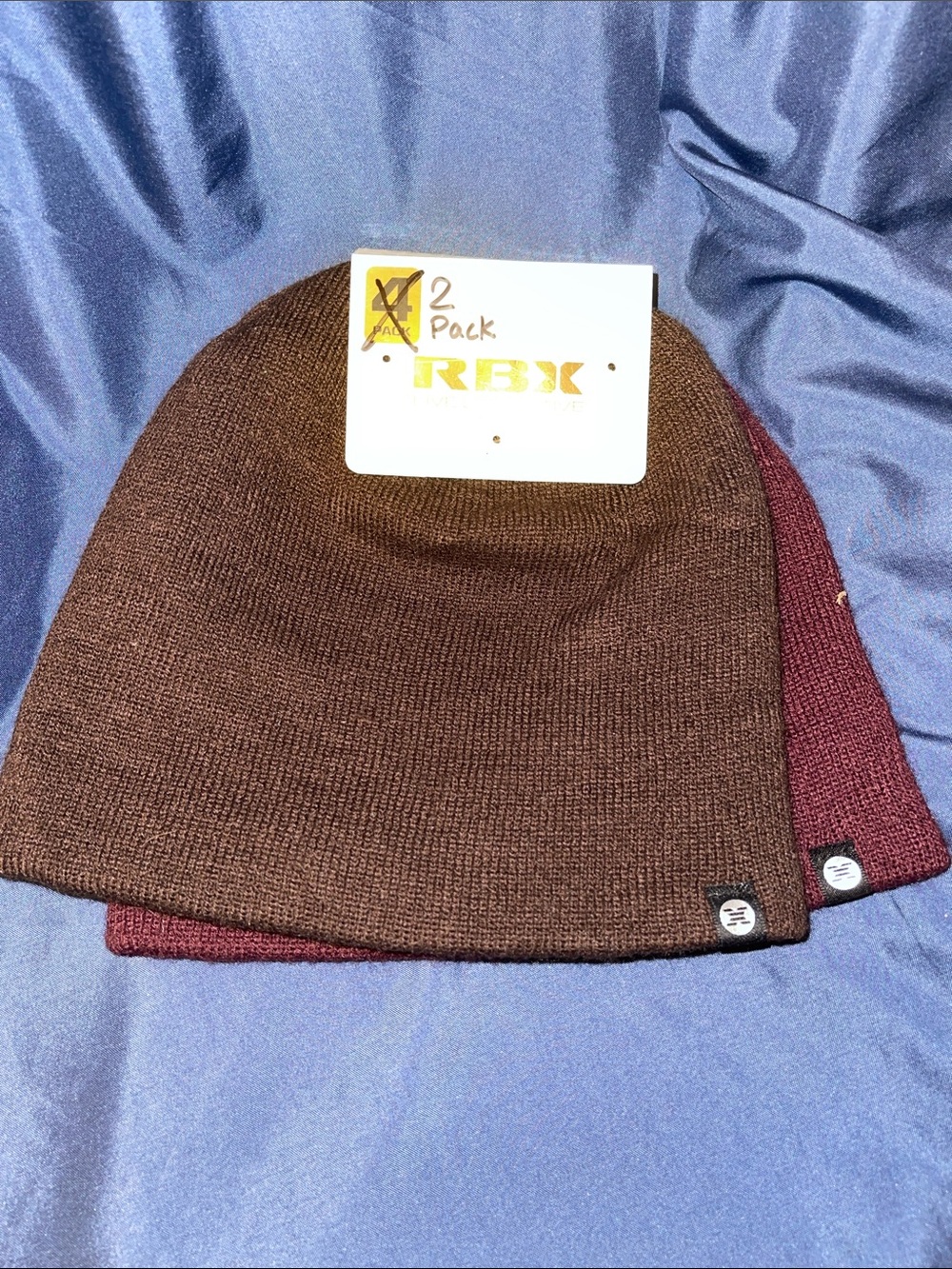 RBX Men’s Brown & Burgundy Knit Beanie 2-Pack